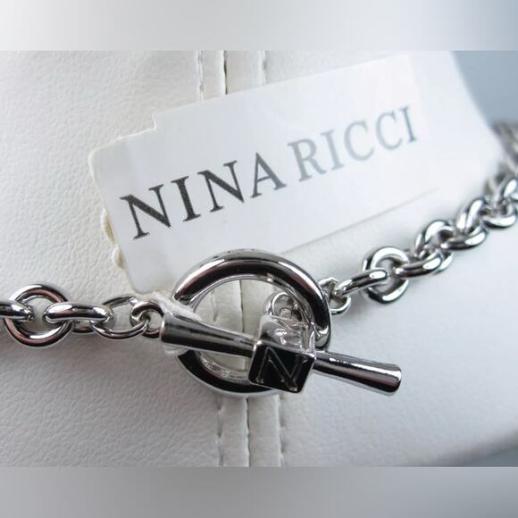 New💃Nina Ricci Rhodium Plated Necklace with Swarovski Crystals - 16" length 0046 - Picture 4 of 4